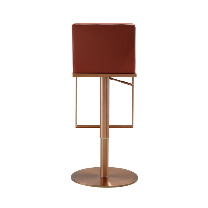 Sentinel - Adjustable Stool - Saddle Brown And Rose Gold