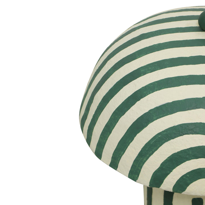 Maiori - Striped Papier Mache Table Lamp - Dark Green / White