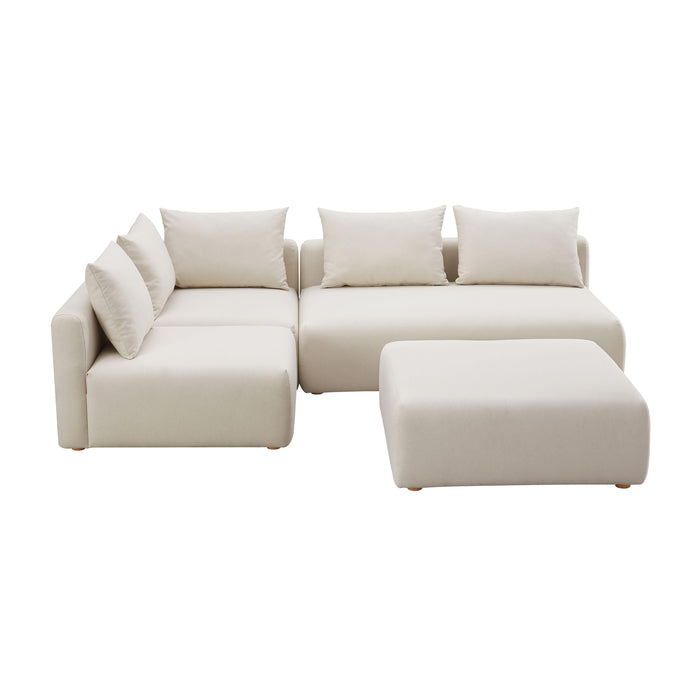 Hangover - Linen 4-Piece Modular Chaise Sectional - Cream