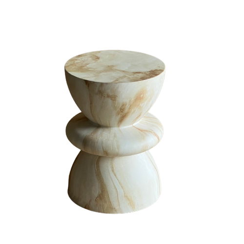 Leva - Outdoor Concrete Round End Table - Travertine