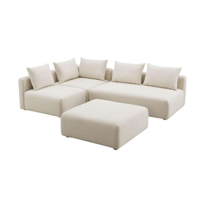 Hangover - Linen 4-Piece Modular Chaise Sectional - Cream