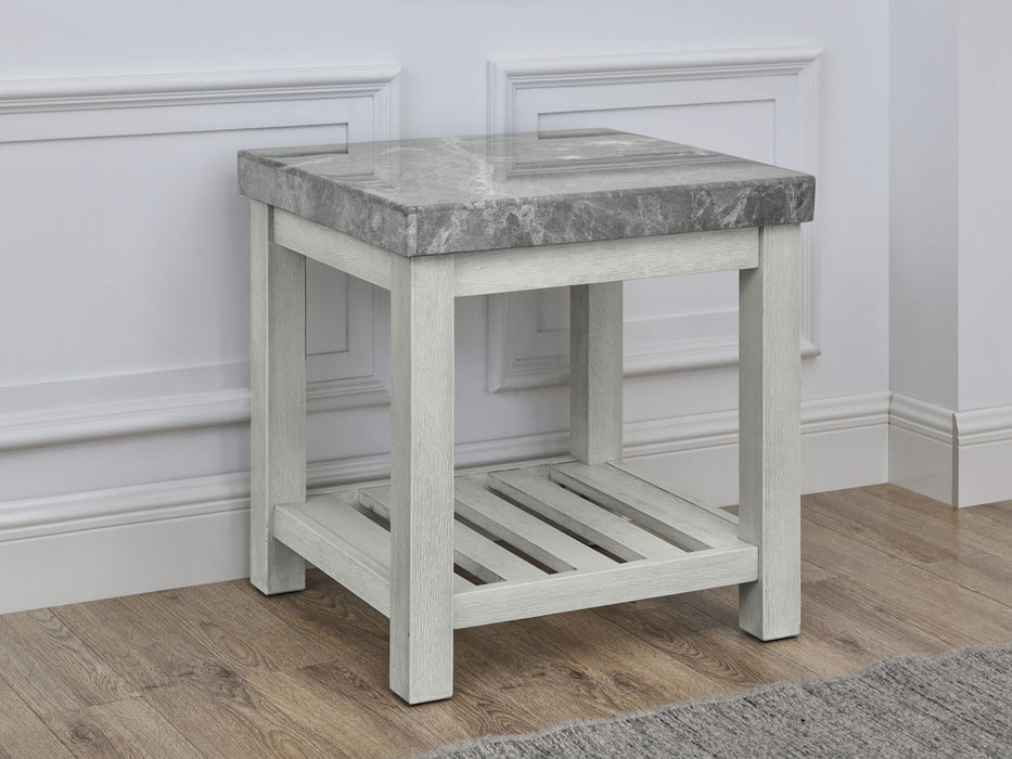 Canova - Gray Marble Top End Table - White