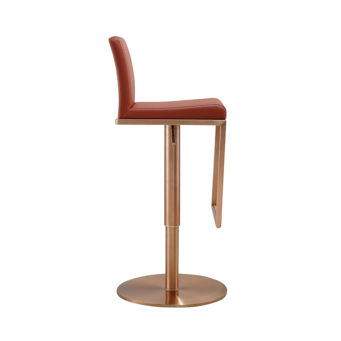 Sentinel - Adjustable Stool - Saddle Brown And Rose Gold