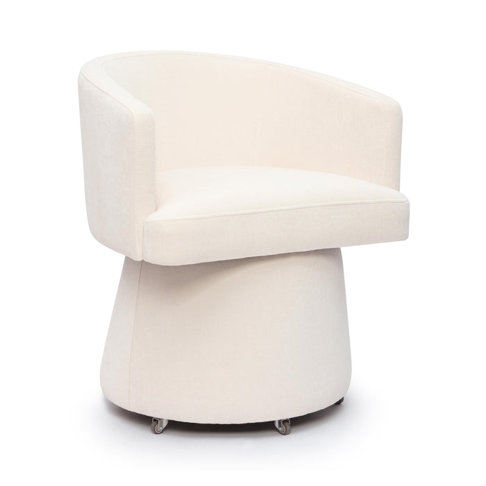 Kristen - Upcycled Chenille Rolling Desk Chair - Cream