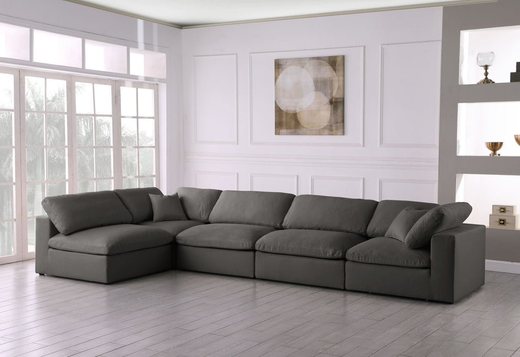 Plush - Velvet Standart Comfort Modular Sectional 5 Piece - Grey