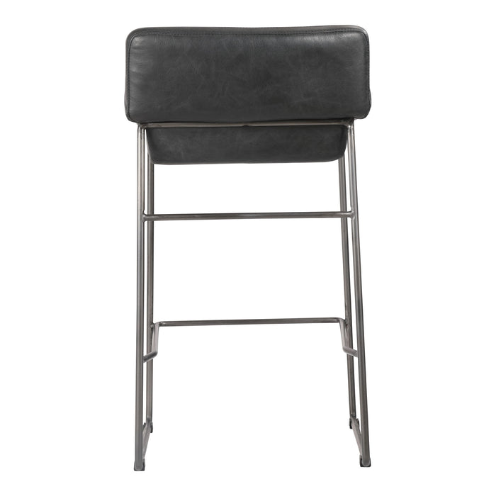 Starlet - Counter Stool Stool Leather (Set of 2) - Onyx Black