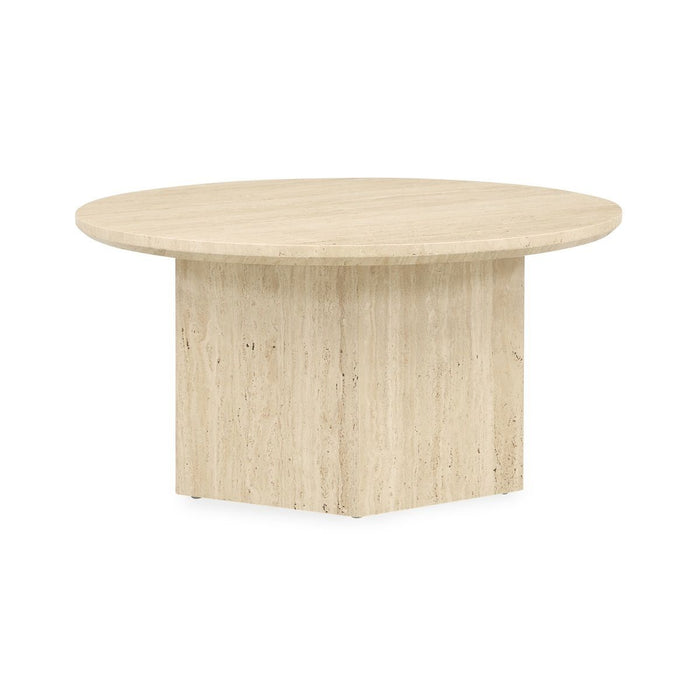 Daya - Marble Round Coffee Table - Tan