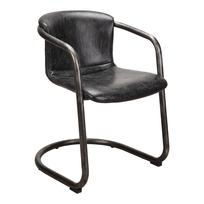 Freeman - Dining Chair Chair Leather (Set of 2) - Onyx Black