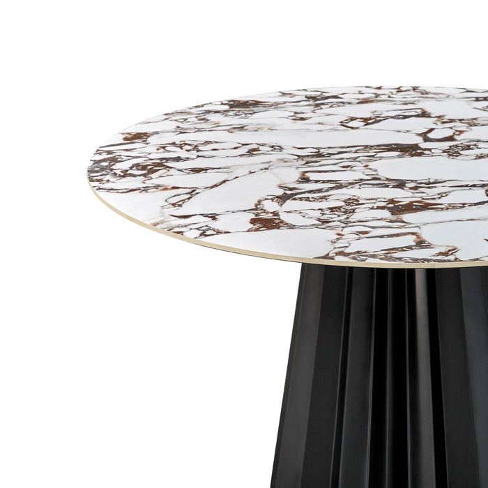 Jimena - Marble Ceramic Round Dining Table - Black