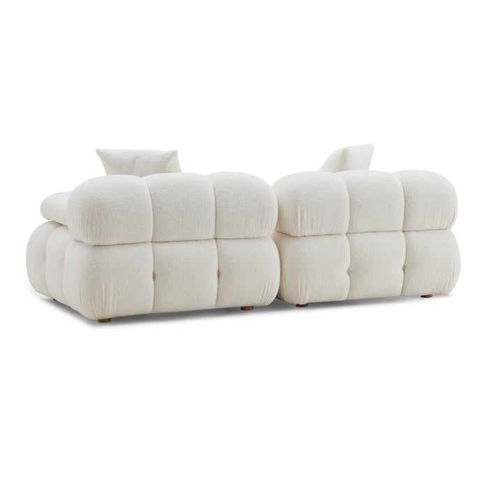 Calliope - Vegan Shearling Modular Loveseat - Cream