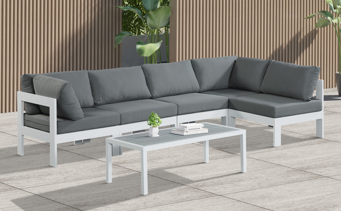 Nizuc - Outdoor Patio Modular Sectional 5 Piece - Grey - Fabric