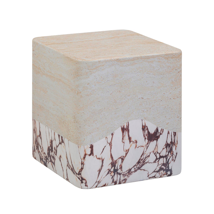 Brut - Concrete Indoor / Outdoor Side Table - Travertine & Breccia