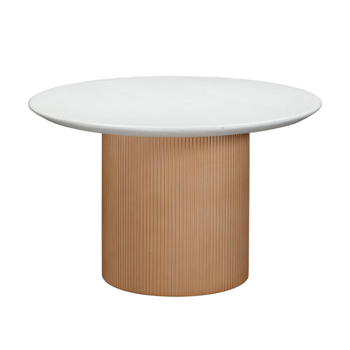 Rose - Faux Terrazzo Indoor / Outdoor Round Concrete Dining Table - Terracotta / White