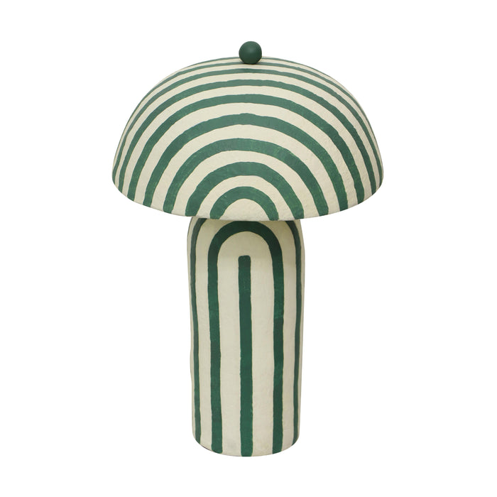 Maiori - Striped Papier Mache Table Lamp - Dark Green / White