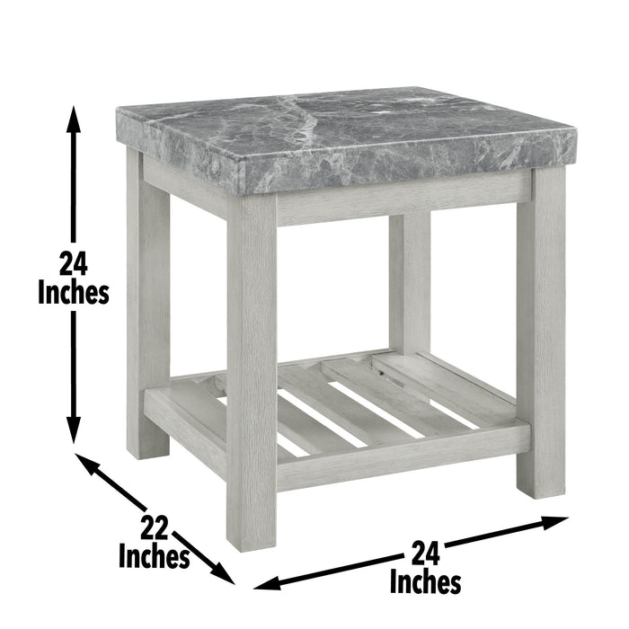 Canova - Gray Marble Top End Table - White