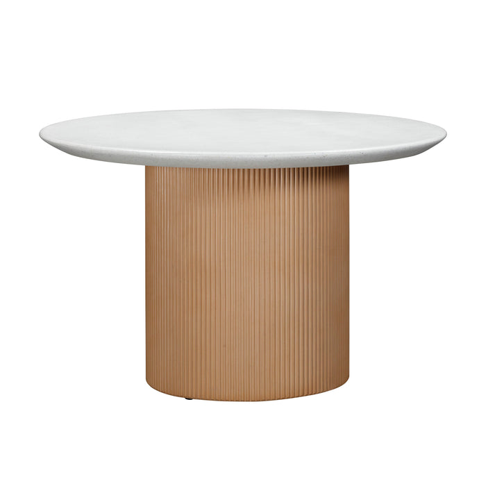 Rose - Faux Terrazzo Indoor / Outdoor Round Concrete Dining Table - Terracotta / White