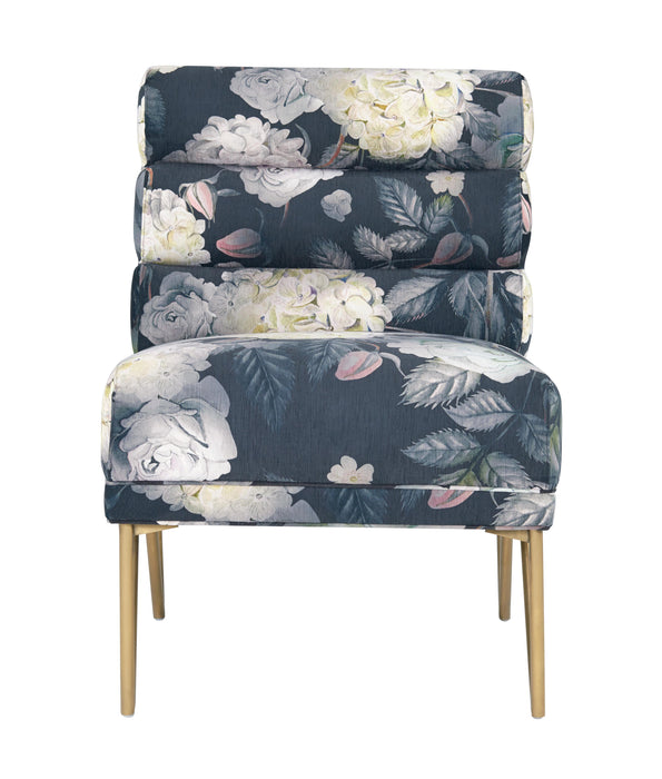 Kelly - Floral Velvet Chair - Dark Gray