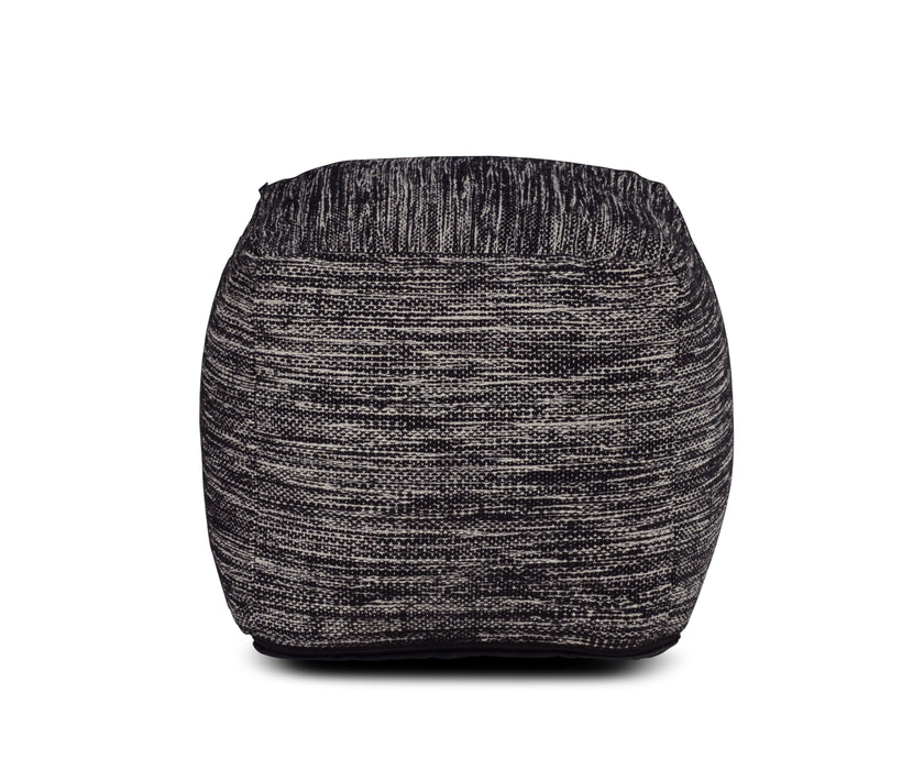 Omari - Square Handwoven Woolen Pouf - Black