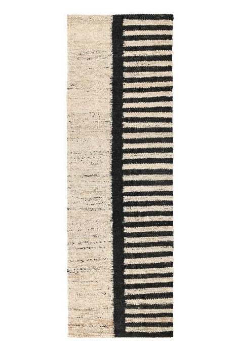 Kanso - 2.6' x 8' Kofu Stripe Rug - Natural/Black