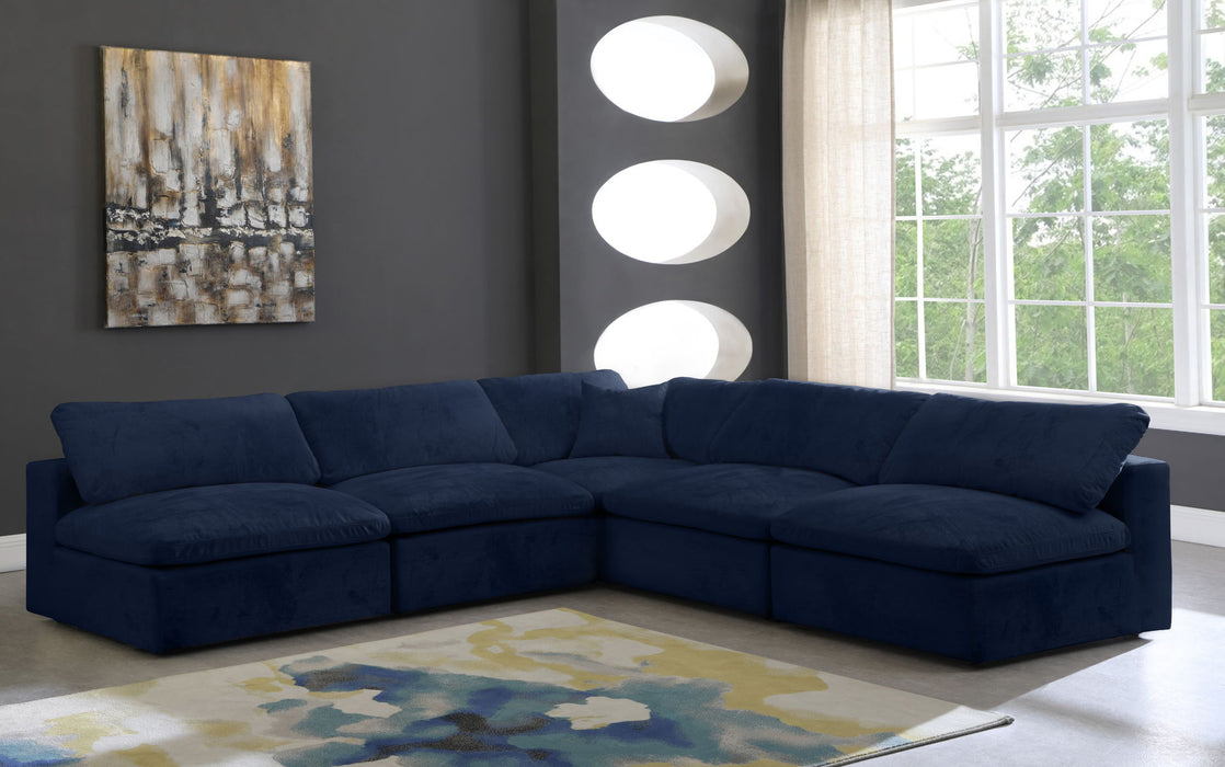 Cozy - Modular Sectional Cloud 5 Piece - Navy - Fabric