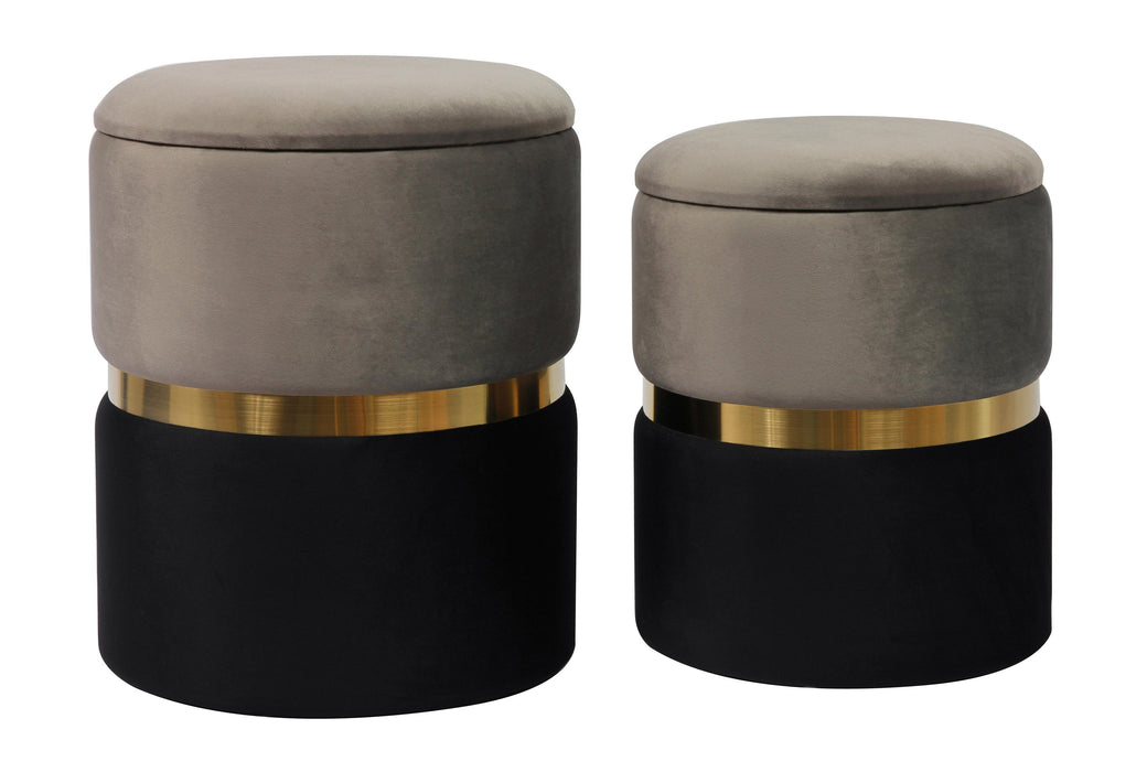 Gigi - Velvet Storage Ottomans (Set of 2) - Gray