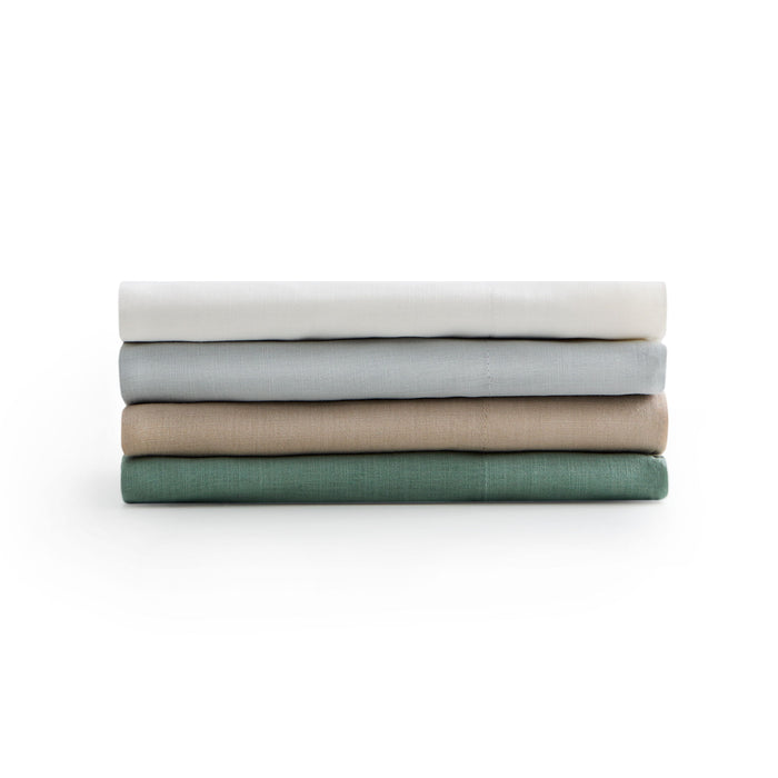 Linen-Weave Cotton Twin Long Sheet Set - White