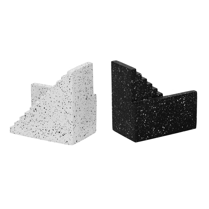 Gabby - Stairway Bookends - Speckled Black And White