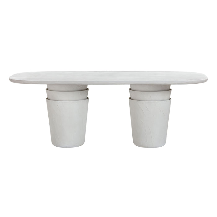 Margot - Faux Plaster Indoor / Outdoor Concrete Dining Table - Light Grey