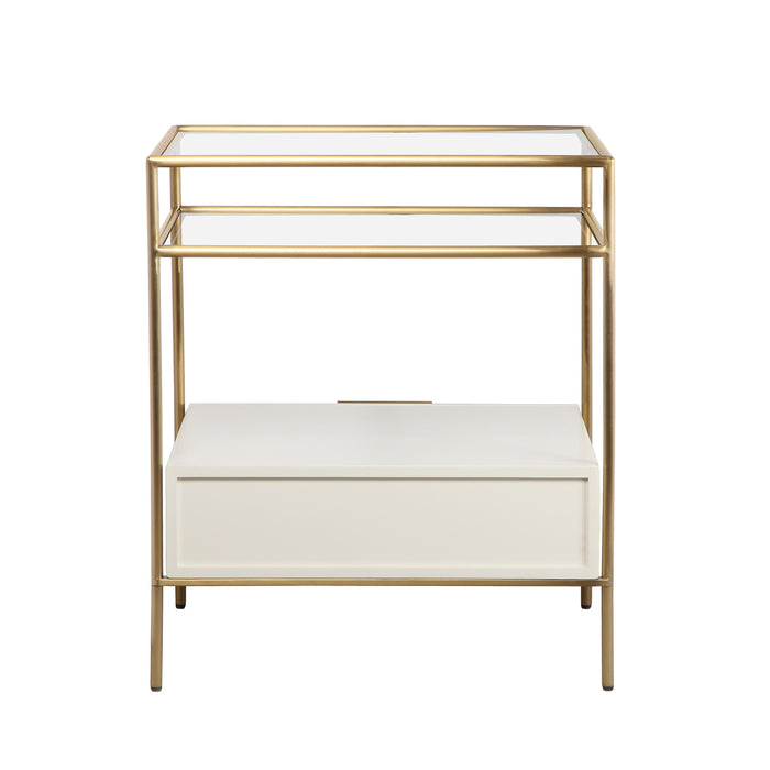 Darla - Glass Nightstand - Cream / Gold