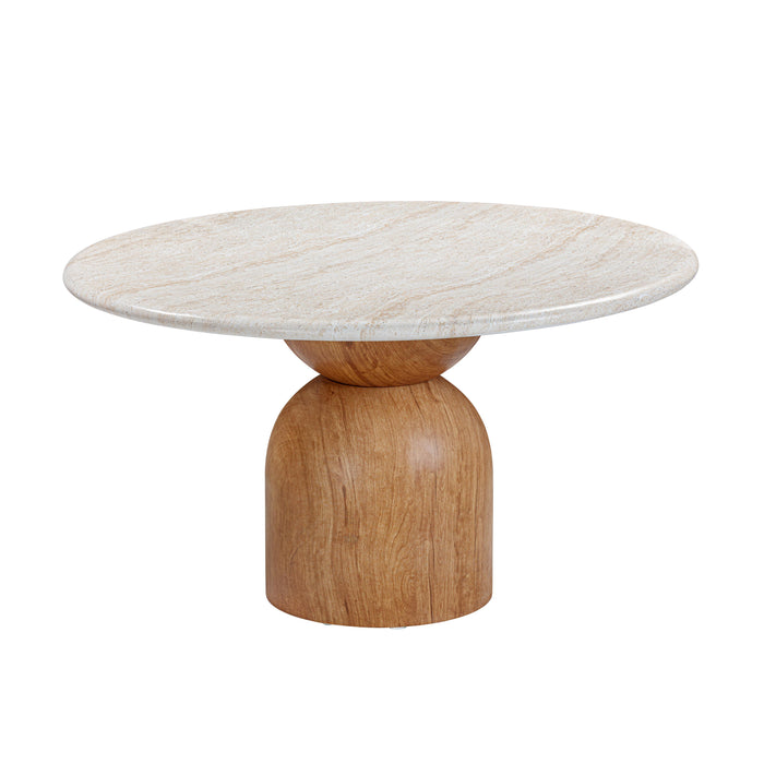 Cynthia - Concrete Indoor / Outdoor Round Dining Table - Travertine