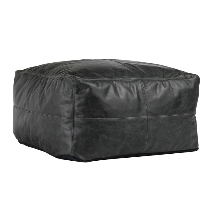 Poufs - Leather Dexter Pouf - Onyx