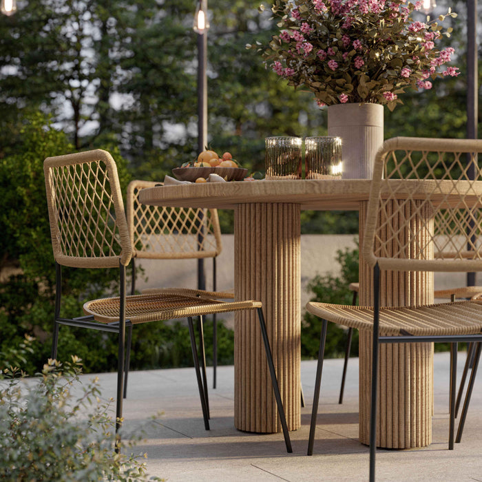 Patti - Textured Indoor / Outdoor Round Dining Table - Travertine