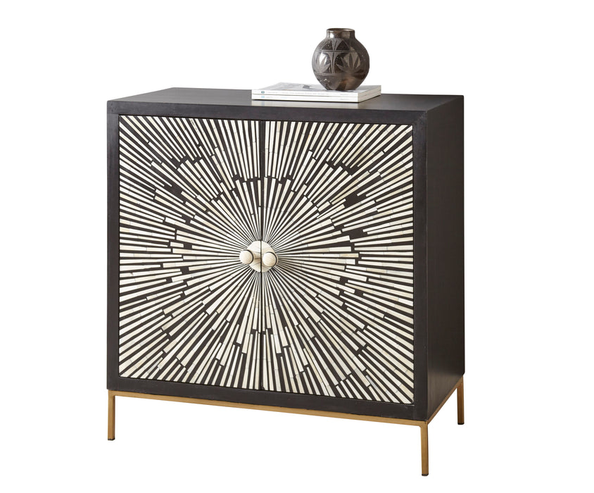 Amika - 2 Door Sunburst Bone Cabinet - Black