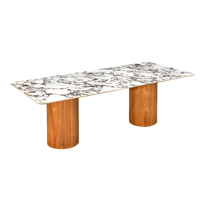 Tamara - Marble Ceramic Rectangular Dining Table - Light Brown