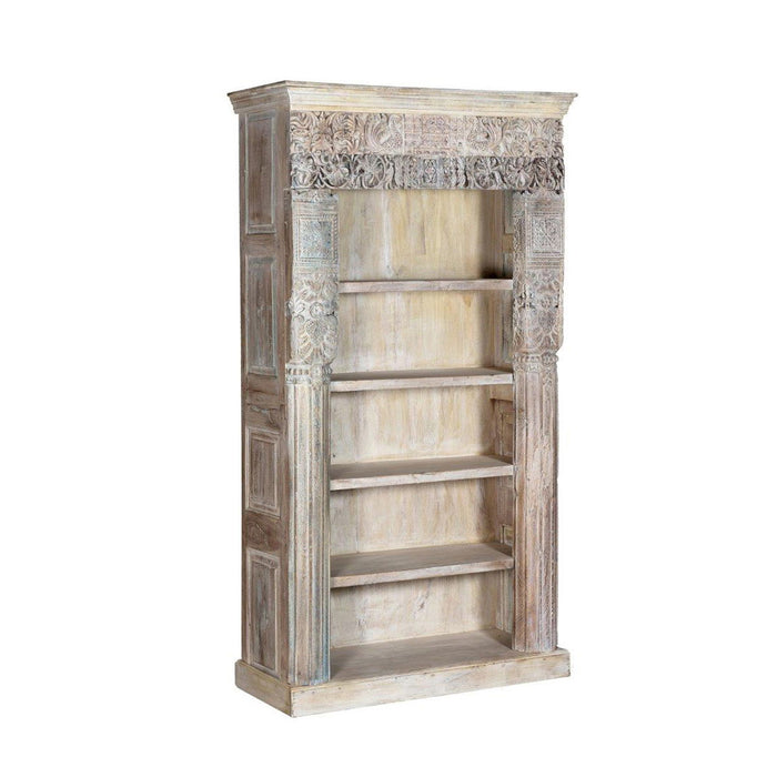 Alta - Tall Carved Panel Bookcase - Antique White