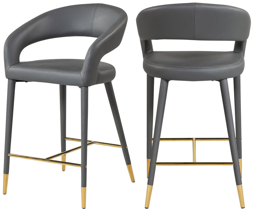 Destiny - Stool - Gray - Faux Leather