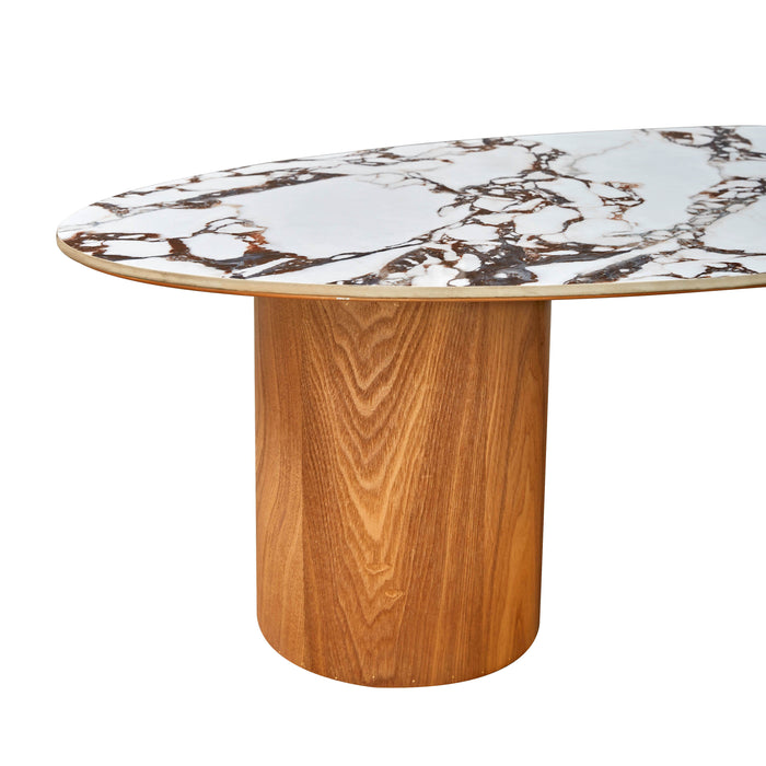 Tamara - Marble Ceramic Oval Coffee Table - Light Brown