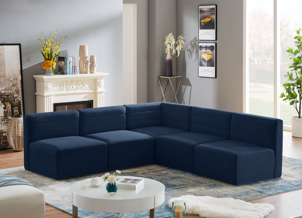 Quincy - Modular Sectional 5 Piece - Navy - Fabric - Modern & Contemporary