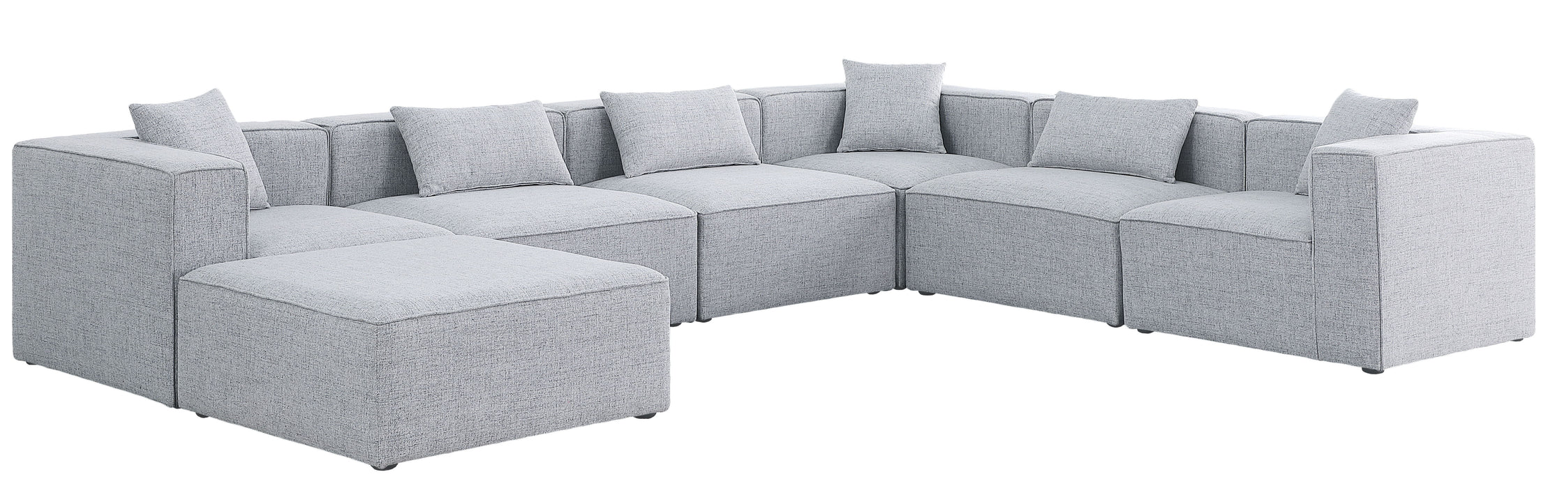 Cube - Modular Sectional 7 Piece - Gray - Fabric