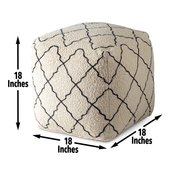 Lattice - Square Pouf - Beige