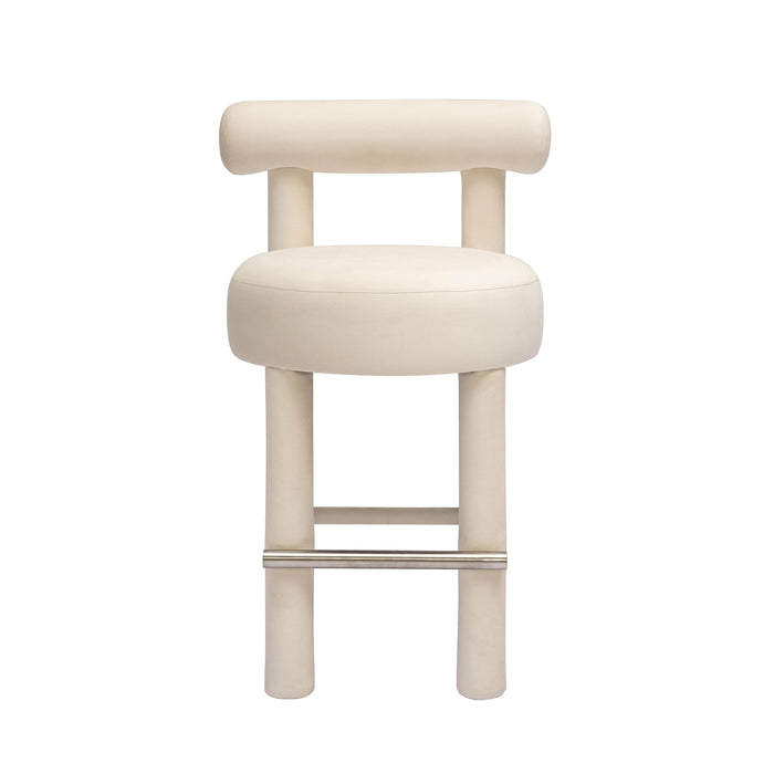 Carmel - Velvet Counter Stool - Cream