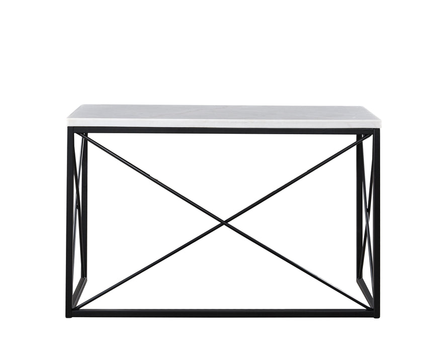 Skyler - White Marble Top Rectangular Sofa Table - White