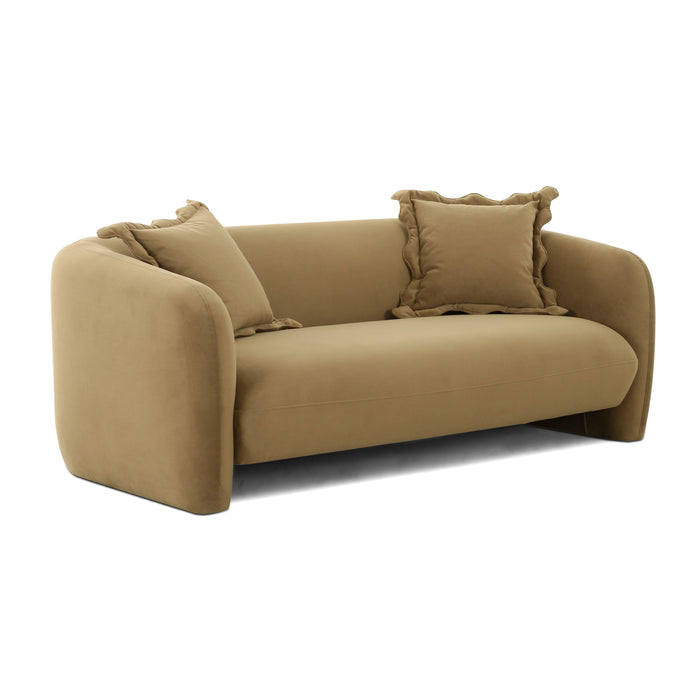 Lou - Cafe Au Lait Performance Velvet Loveseat - Light Brown