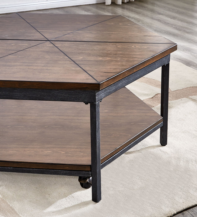 Ultimo - Hexagon Lift Top Cocktail Table - Brown