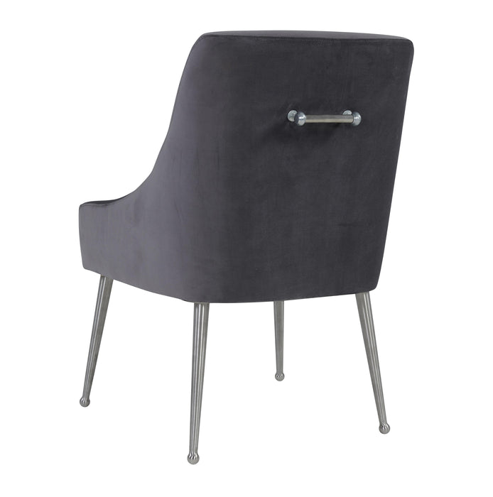 Beatrix - Velvet Side Chair With Silver Leg - Gray