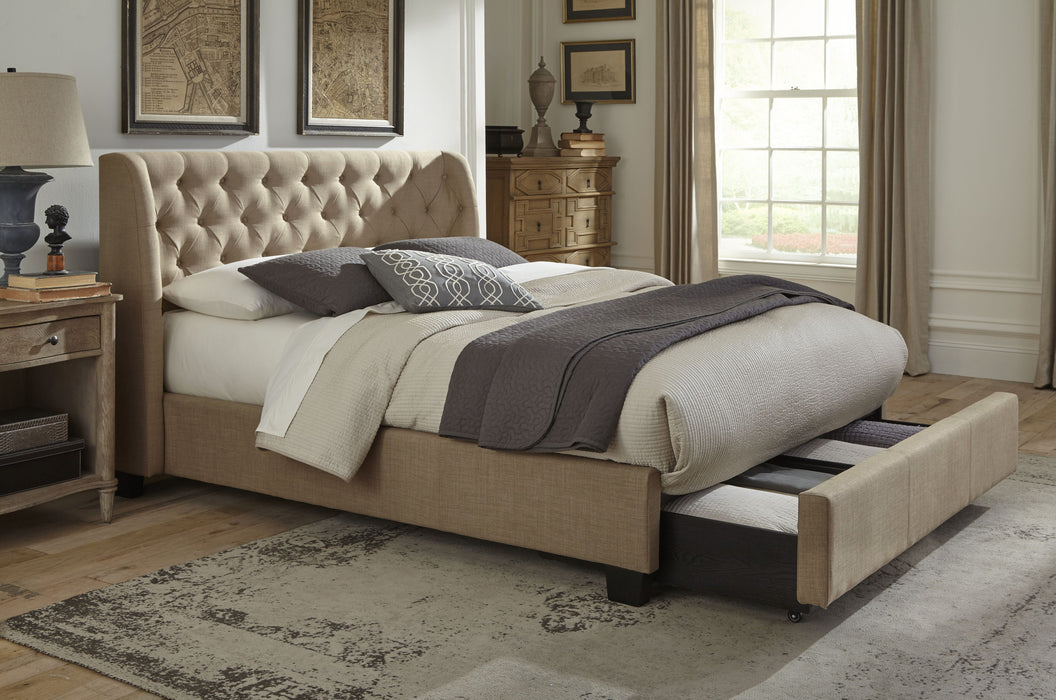 Levi QN Strg Bed - Toast