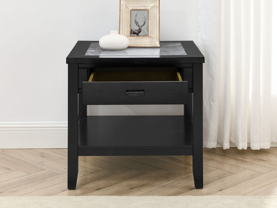 Garvine - Sintered Stone End Table - Black