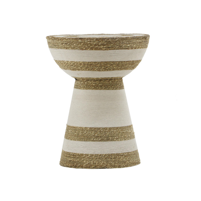 Wren - Striped Side Table - Natural / White