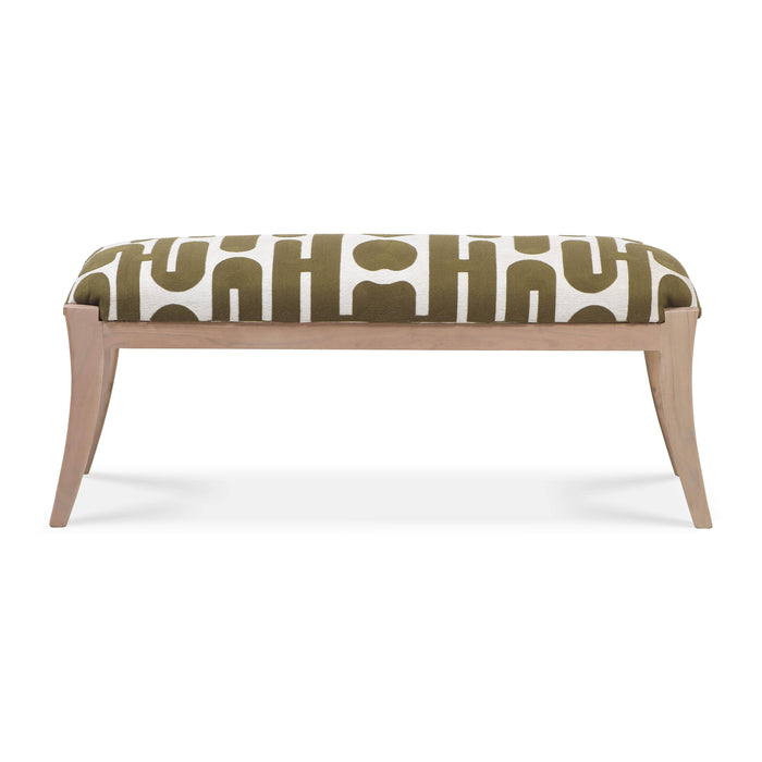 Arielle - Embroidered Bench - Olive / White