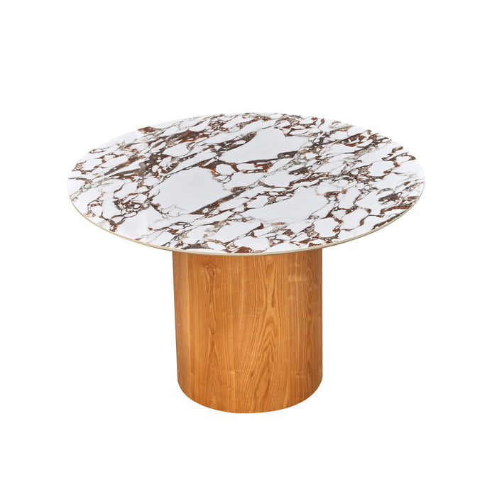 Tamara - Marble Ceramic Round Dinette Table - Light Brown